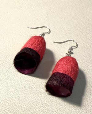 Σκουλαρίκια Κουκούλι από Μετάξι Red & Red